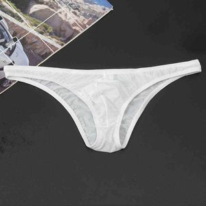 Men's Seamless Breathable Briefs Ultra-thin See-through Low-rise Underwear Sexy Transparent Low Waist Seamless Men's Solid color G220419