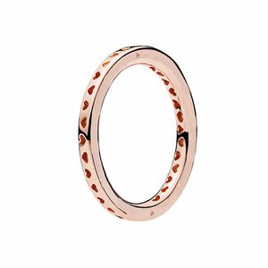 18K Rose Gold Women Mens Wedding Love Hearts Pierścień z oryginalnym zestawem pudełka na Pandora żółte złoto pierścienie