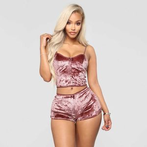 Designer Women Sexy Velvet Pyjama Set Ladies spets V-ringskörning Toppar Shorts Suit 2 PCS Woman Nightwear Sleepwear Lingerie 853