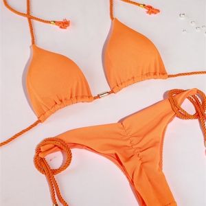 Bright Bikini Set Szybkie stroje kąpielowe Kobieta Kobieta Seksowna kostium kąpielowa Dwuczęściowe bikinis Triangle Bandage Brazilianbikini Beachwear 220504