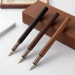 Retro Sandalwood Bronze Fountain Pen 05mm Luxurry Wooden Office Business Writying Art Calligraphy Home Homeery Sationery 220714