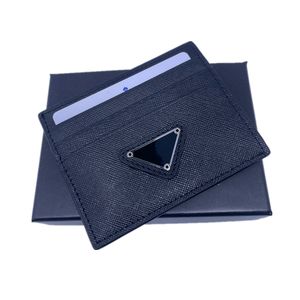 Black Genuine Leather Credit Card Holder Wallet Classic Business Mens ID Cards Case Coin Purse 2023 New Fashion Slim Pocket Bag Pouch