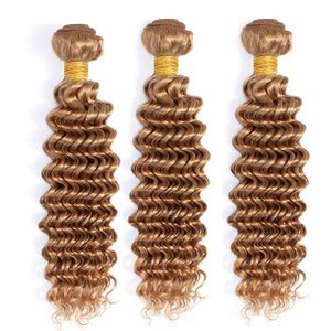 27 Blond Deep Wave Human Hair Bundles Peruvian Remy Hair Weaving Färg Deep Wave Human Hair Extensions
