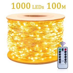 30m 50m 100m LED Wairy String Lampa Miedź Drutu Street Garland Lights Dekoracja Dla Choinki Dom Rok 220408