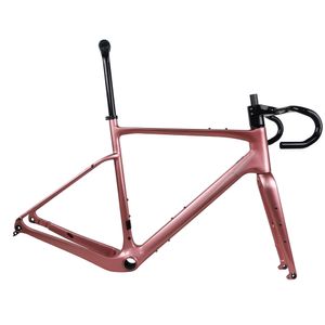 Rose Gold Full Hidden Cable Disc Brake Bike Frame GR044 Full Carbon Toray T1000 Custom Paint BB386 Bottom Bracket