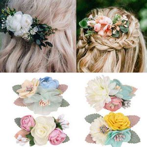 New Floral Hair Clips Baby Headbands for Girls Boho Hairpins Flower Barrettes Hair Bows Bride Girls Photography Hair Accessories AA220323