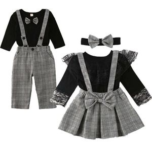 Clothing Sets Baby Kid Costume Outfits Family Brother Sister Romper Overall Skirt SetClothing