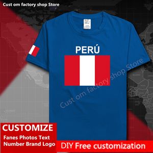 ПЕРУ Перуанская хлопковая футболка на заказ для фанатов Джерси DIY Имя Номер бренда High Street Fashion Хип-хоп Свободная повседневная футболка 220609