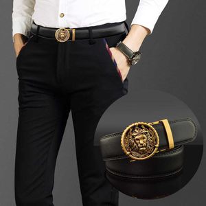 TopSelling design Lion leather belt man automatic buckle casual waistband versatile Korean fashion Men's Party Luxury Belts