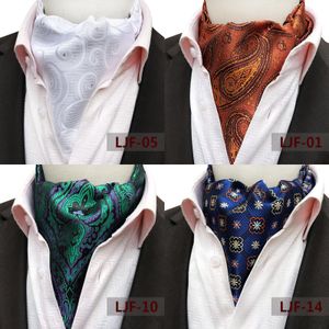 White Paisley Floral Ascot Tie Men Grey Cravat Man Green Silk Mens Red Polyester Wedding Scarf A032