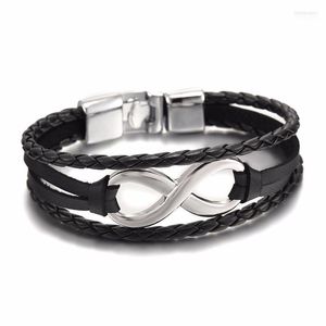 Pulseira de pulseiras de corda de couro para homens pretos bracelets infinitos marrom