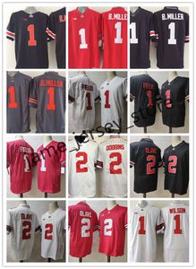 XFLSP College Ohio State Buckeyes Fotboll Jersey 1 Braxton Millre 1 Justin Fields 1 DONTRE 2 J. K. Dobbins 2 Chris Olave