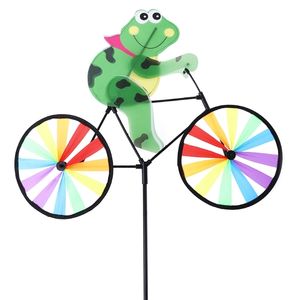 Animal 3D fofo em bicicleta Windmill Whirligig Garden Lawn Yard Decor Spinner de vento 220721