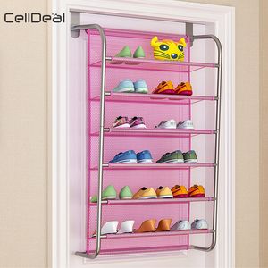 1Pc Simple Hallway Space Saving Shoe Organizer Over The Door Shoes Hanger Bag Storage Wall Door Hanging Closet Holder Shoes Rack 201109