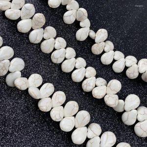 Andere horizontale Loch Melonensamenform weiße türkise Steinperlen für Schmuck Herstellung DIY Armband Halskette Accessoires Geschenk Rita22