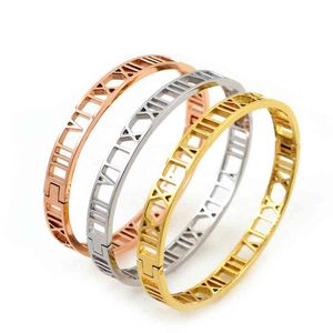 Simple Korean Fashion Roman Numerals Titanium Steel Bracelet Hollow Stainless Steel Bracelet Couple Hand Ornaments