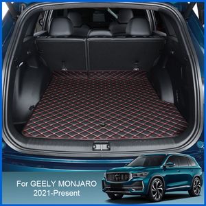 1pc Car Custom Rear Trunk Mat For Geely Monjaro 2021-Present Leather Waterproof Auto Cargo Liner Internal Accessory Dropshipping
