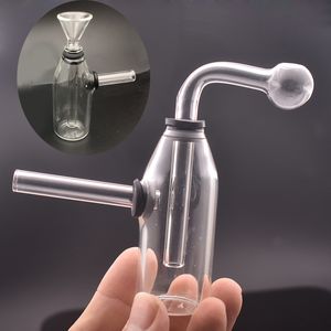 Mini bruciatore a nafta in vetro da viaggio Bong Narghilè Gorgogliatore Pipa ad acqua con oli staccabili Pentola Dab Rig Bong per strumenti per fumatori