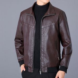 Herren Leder Kunstleder Frühling Herbst Herren Jacke Schwarz Ledermantel Concise 220823