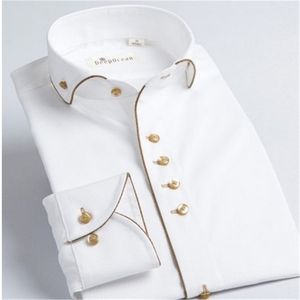 Deepocean Tuxedo Shirt Styles Camisa Social Masculina 100% bawełniana marka koszulka biała chemise homme francuskie koszule Slim Fit 201124
