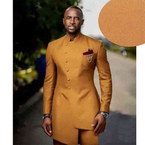 African Men Suit Stand Collar Irregular Slim Fit Business Casual Suit For Male Groom Best Man Wedding Suits Blazer Pants L220702