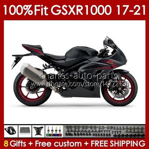 Corpo de injeção para Suzuki GSXR-1000 K17 Full Black Matte GSXR 1000 CC 17-21 Bodywork 146no.4 1000cc GSXR1000 17 18 19 20 21 GSX-R1000 2017 2018 2019 2020 2021 OEM Fairing Kit