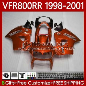 OEM Bodys For HONDA VFR 800RR 800 CC RR Interceptor 1998-2001 128No.145 VFR-800 VFR800 RR VFR800RR 98 99 00 01 800CC VFR800R 1998 1999 2000 2001 Fairing Kit Dark Orange