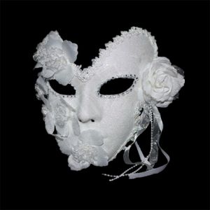 Venetian Mask Masquerade Women Princess Elegant Lace Plus Carnival Party Full Face Feather White Halloween Mardi 220812