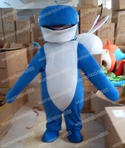 ハロウィーンブルークジラマスコットコスチューム高品質のクリスマスファンシーパーティードレス漫画キャラクタースーツカーニバルユニセックスアダルト衣装