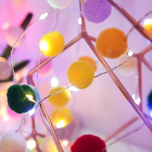 Strings 1/2/3M Cotton Pompom Balls Led Fairy String Lights Christmas Decorations For Home Room Noel Navidad Wedding Decor Year GiftsLED Stri