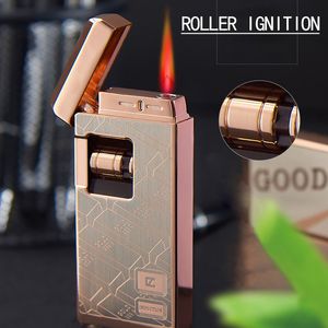 Roller Ignition Lighter Inflatable Windproof Dual Battery Changeable Retro Trend Creative Cigar Men's Portable Gas Metal Lighter