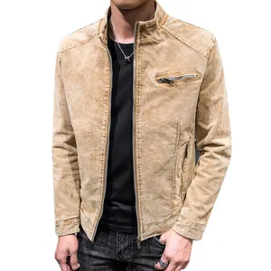 Herrenjacken Retro-Reißverschluss-Jeansjacke Hochwertige reine Baumwolle Slim Fit Lässiger Jean-Mantel für MännerHerren