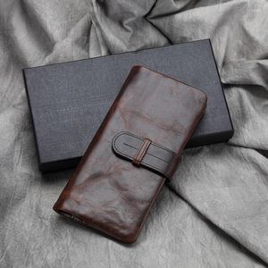 Brieftaschen Handgemacht Echtes Rindsleder Vintage Herren Geld Bargeld Brieftasche Billfold Retro Business Männliche Geldbörse Designer Clutch Bag Münze BagWallets