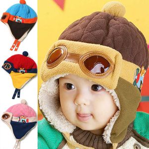 Cute Infant Pilot Cap 4 Pcs Wholesale Toddlers Cool Baby Boys Girls Children Winter Warm Kids Knitted Hats For 0-48 Month