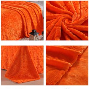 Lyxkvalitet flanell filt korall fleece sängäcke massivt orange färg vuxen multisize lakan plädar fasta färg filtar 201113