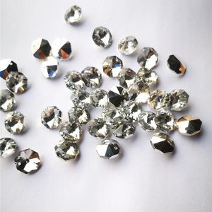 Люстр кристалл высший качество 100 шт./Лот серебро 14 мм восьмиугольные бусины K9 в 1 отверстиях Diy Garland Strands красивые дома