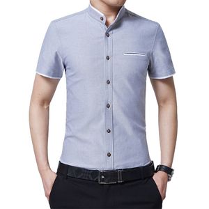 Nuova camicia di moda estiva colletto alla coreana slim fit cotone uomo camicie bianche camicie a maniche corte 4XL 5XL 210412