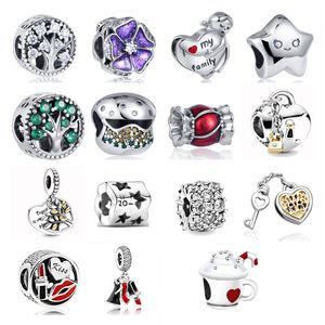 925 Silber Fit Pandora Charm 925 Armband Lippenstift Handtasche Stern Herz Schloss Candy Cake Charm Perlen Charms Set Anhänger DIY Feine Perlen Schmuck