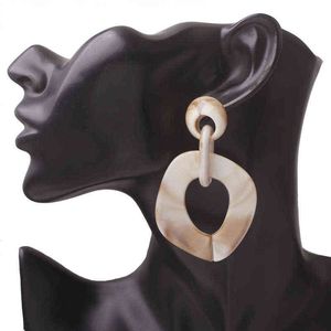 Ohrring Rund Baumeln Acryl großhandel-Europäische Acryl unregelmäßige runde Kettenohrringe für Frauen Mode Langes Statement Geometrischer Dangle Ohrring Schmuckharz Brincos L220615