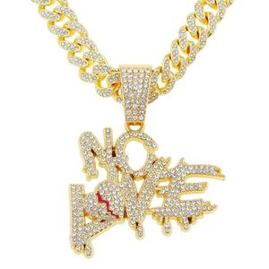 Naszyjniki wiszące hip -hopowe lodowane pełne krinestony łańcuch kubański złoty srebrny kolor Naszyjnik dla mężczyzn dla mężczyzn Kobiet raper biżuteria gi