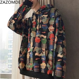 ZAZOMDE Print Sweatshirt men Hoodies Oversized Hoodie Harajuku Loose Hooded man Student Coat Streetwear men hip hop Sweatshirt 201130