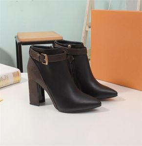 Women Boots Short Boots أنيقة مريحة سيدة البساطة ذات اللون الجلدي الأصلي مطابقة شجاع الكعب مدبب إصبع القدم سحاب غير قسيمة متعددة الأنثى الأحذية p80925