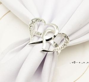 Heart shaped Wedding Napkin Ring Metal Silver Color Napkin Buckle Valentines Day Wedding Dinner Parties Table Decor Napkins Holder GCF14310