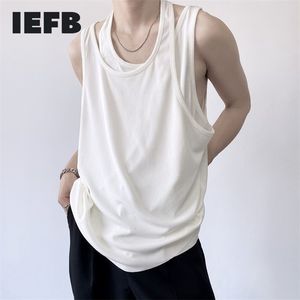 IEFB Sommer Trend Vielseitige Gefälschte Zweiteilige Weste Lose Ärmellose männer Tank Tops Koreanische Schwarz Weiß Kleidung 9Y8510 220421