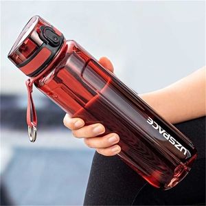 Бутылка с водой 500/1000 мл портативного утечки Shaker Shaker Outdoor Sport Tour Прямое питье экологически чистое пластиковое BPA бесплатно 211122