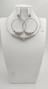 Örhängen halsband silverpläterade bröllopsarmband ring brudfest tillbehör Floral klänning kvinnor dekorativa presentarrings