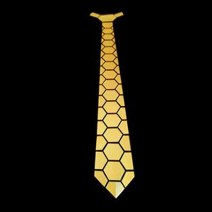 MENS TIE Color Chromed Gold Dubbel Hexaongal Shape Fashion Slips för bröllopsbrudparti S6PJ