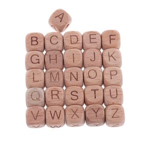 200pcs Wooden Letters Baby Beech Wood Beads Baby Teether Necklace Teether For Teeth Food Grade Wooden BPA Free Baby Goods 220507
