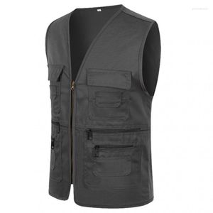 Men's Vests Vest Men Casual Sleeveless Cargo Jacket Multi Pocket Waistcoat Fashion Outdoor Solid Color Zipper Mens ClothingMen's Phin22