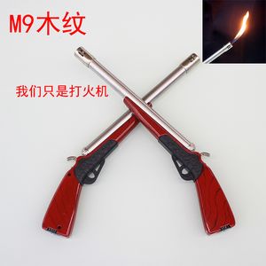 M9 gun Lighter Wood Grain Igniter Personality Kitchen Lighters Creative Outdoor Igniter Open Flame Torch